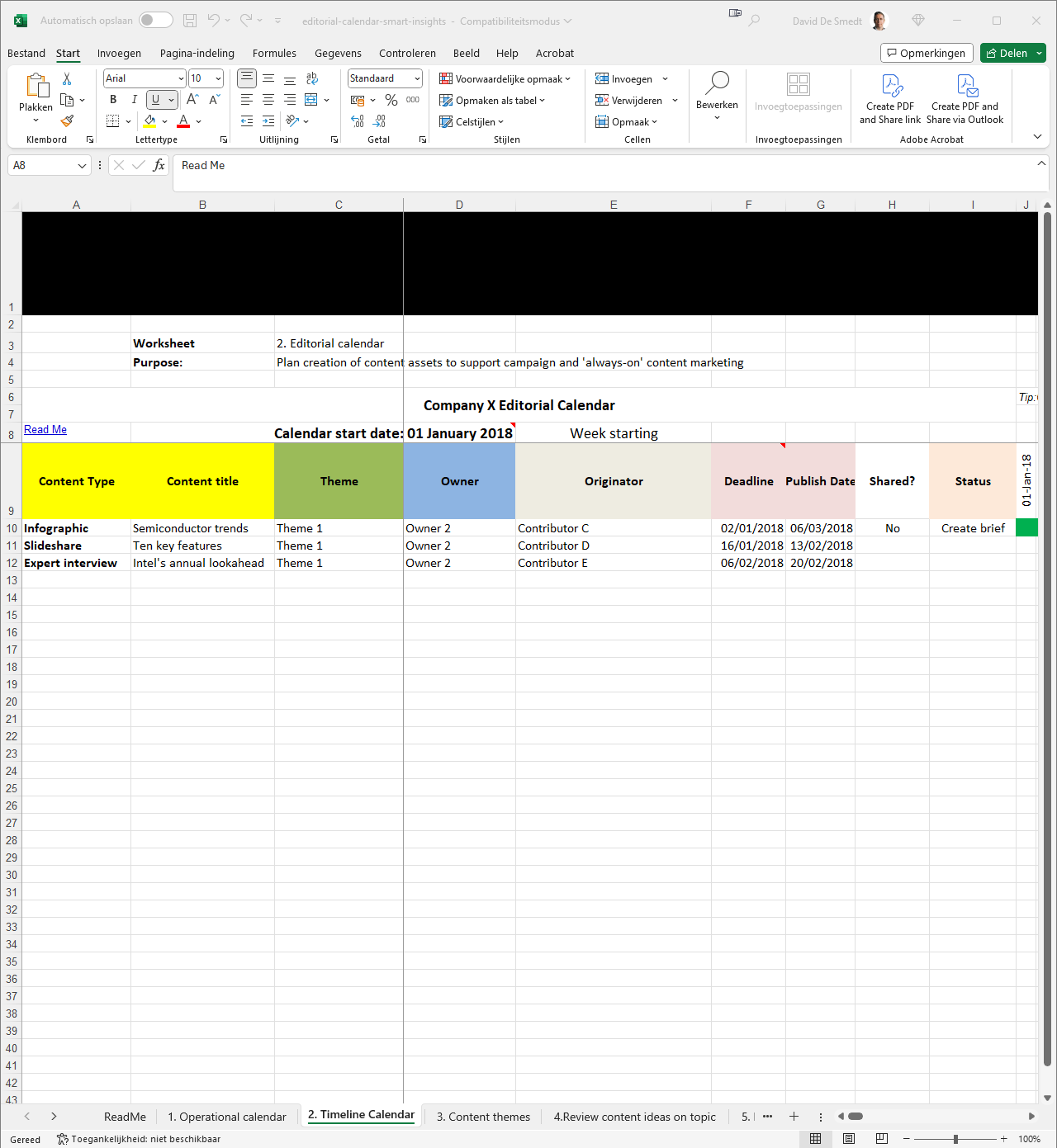 2. Timeline Calendar